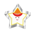 Close-up of star-shaped stainless steel cookie cutter with colorful cartoon faces - Five-pointed Star 7248