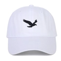 Casquette de baseball blanche avec broderie d'aigle noire et visière courbée classique - Réglable / Blanc