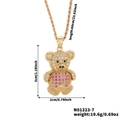 Exquisite vergoldete Teddybär-Halskette mit funkelnden rosa und weißen Kristallen - Goldener Bär/Rosa-Weißer Zirkonia
