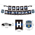 Set striscione di compleanno polizia con lettere Happy Birthday, auto e distintivi - 1 banner