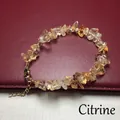 Close-up of natural Citrine gemstone chip bracelet with adjustable gold clasp - Citrine