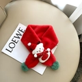 Écharpe de Noël rouge pour enfants avec ours 3D et détails de pompons verts - Rouge