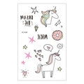 Waterproof temporary tattoo sticker for kids featuring cute rainbow unicorn and donut - EC-658 (Unicorn)
