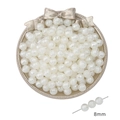 Weiße 8mm ABS unregelmäßige strukturierte Imitationsperlen für DIY Schmuck und Basteln - Stil 104 Gewinde Rundperle 8mm Perlweiß 20g/Packung