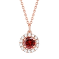 Rose gold s925 sterling silver necklace with a round ruby red gemstone pendant - Garnet Red 【Rose Gold】