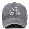 Berretto da baseball grigio lavato con ricamo Big Brother e stelle in stile vintage - Grigio