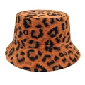 Dettaglio del cappello a secchiello leopardato con trama del tessuto e cuciture rinforzate - M (56-58cm) / Stile Leopardo Arancione Caldo (7#)