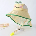 Yellow kids sun visor hat with built-in solar fan and cartoon frog design features - Cartoon Shawl Style / Cartoon Cape Fan-Yellow Frog