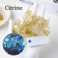 Natural raw citrine crystal stone string light with battery box and ice blue LED - Citrine Raw Stones String Light - 2m Flat Switch