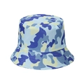 Detail of blue camouflage bucket hat showing durable canvas fabric and stitching - 58cm / Blue Camouflage