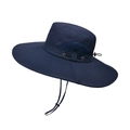 Sombrero de sol azul oscuro con ala ancha, malla transpirable y barbilla ajustable - Azul marino