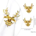 Gold reindeer metal napkin ring with dimensions 5.2cm x 5.1cm weighing 16g - Gold Deer Head Style 109