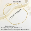 18K gold plated 1mm box chain necklace with adjustable lobster clasp on ceramic tray - 1mm Width 45cm Adjustable Box Chain