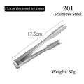 Pinzas para hielo dentadas de acero inoxidable 17,5cm para azúcar y tapas - 17.5cm Engrosado/Acero 201