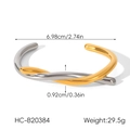 Vista detallada del brazalete de nudo bicolor con medidas precisas y especificaciones - Estilo de Nudo Retorcido de Color Mixto Oro y Plata (HC-B20384)