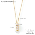 Collana in acciaio al titanio dorato con tre pietre di zircone verticali su ciondolo minimalista - Oro Zircone Bianco