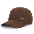 Gorra de béisbol de lana marrón oscuro con detalle de logo metálico para hombre - Ajustable / café