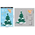 Size guide for BQ570 Christmas window stickers with tree and snowflake measurements - BQ570-Flying Bird Christmas Tree