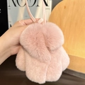 Cute pink faux fur mini bag keychain accessory with soft plush texture for gifts - Pink