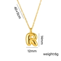 Minimalist 18K gold plated copper necklace with small letter R pendant on a white background - Letter R