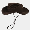 Détail du chapeau de soleil en tissu ripstop marron avec cordon réglable et boutons en métal - M (56-58cm) / Brun Foncé