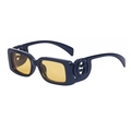 Retro rectangle sunglasses with black frame, yellow lenses, and double-G metal logo - Glossy Black Frame Yellow Lens