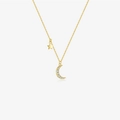Elegant gold S925 sterling silver necklace featuring moon and star zircon pendant - 925 Silver / 18k Gold Plated Necklace