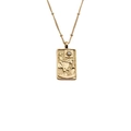 Collana con ciondolo cavaliere geometrico dorato con zircone e catena a sfere - 40+5cm / Rilievo Cavaliere / Oro