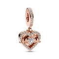 Rose gold heart pendant with MOM lettering and sparkling pavé crystals for necklaces - Rose Gold MOM Heart Pendant (PCT423-B)
