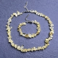 Citrine natural stone chip jewelry set including irregular beaded necklace and bracelet - Bracelet / Citrine