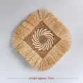Rhombus handmade straw wall decor with spiral pattern and natural tassels, 70cm length - Pattern 3 Rhombus Style (70cm)