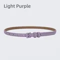 Elegant light purple thin leather belt for women featuring a matching color pin buckle - Light Purple
