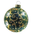 60cm inflatable green Christmas ball with golden embossed patterns and festive glitter - Green Pattern