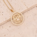 Macro shot of gold MOM pendant with micro-pave cubic zirconia on natural stone base - Simple Circle Mom Style(9#)