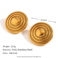 Details zu 316L Edelstahl Herz-Ohrringen in Gold mit einem Durchmesser von 30,6 mm - Gegossene Kreis Herz Schild Ohrstecker - Gold