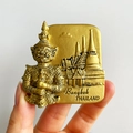 3D golden Bangkok Thailand fridge magnet featuring Yaksha guardian and temple detail - (106) Thailand Golden Buddha