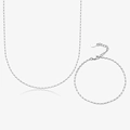 Minimalist S925 sterling silver geometric cube necklace in polished silver finish - Plain Silver Necklace Bracelet Set