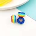 Perle a botte in resina arcobaleno 8x14mm con foro grande per creazione di gioielli - Righe Arcobaleno-8x14mm