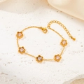 Elegant gold titanium steel bracelet with star charms and sparkling emerald zircons - Clear Five-point Star (TYGB0018B)