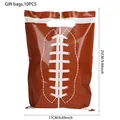 Brown rugby theme gift bags with white laces design for birthday party 10pcs pack - Brown Football