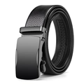 Men's business black leather belt with lychee texture and alloy automatic buckle - Style 3 (Black Buckle) / 115cm