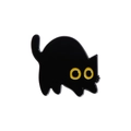 Niedliche schwarze Katzen-Emaille-Anstecknadel mit großen gelben Augen aus Zinklegierung - Sitzende schwarze Katze im Profil(QHXZ333)