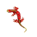 Vintage gold lizard brooch with vibrant red crystals and green rhinestone spinal details - Red Style (YNCP7411红)