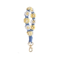 Handmade woven daisy flower phone lanyard with golden metal lobster clasp for women - Type G Peacock Blue + White + Light Yellow