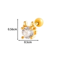 Gouden oorknopje met schroefsluiting, heldere zirkoon en geweivormig ontwerp - Gewei Ronde Zirkon Stijl (2618-1# Goud)