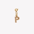 18K gold plated stainless steel letter P pendant with pearls and spring clasp - Letter P