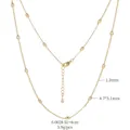 Golden bead chain necklace 1.3mm width with oval metal beads and 51+4cm adjustable length - Gold S-0028 (55cm)