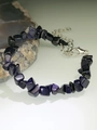 Detailed macro view of natural blue goldstone bracelet with adjustable silver metal clasp - Blue Goldstone