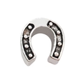 Vintage silver alloy horseshoe charm bead with textured metallic finish for DIY jewelry - Round Horseshoe 9x11mm