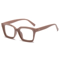 Retro oversized vierkant brilmontuur in glanzend koffiebruin met gouden spijkeraccenten - Bruin/Wit
